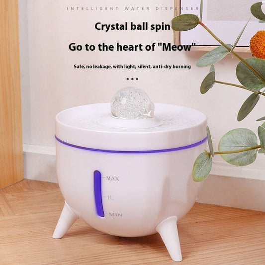 KFX-3048509 Crystal Ball Pet Water Dispenser with Automatic Circulation, 1800ml Capacity