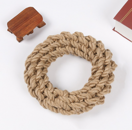KFX-3069501 Durable Hemp Rope Ring Dog Leash for Active Pets