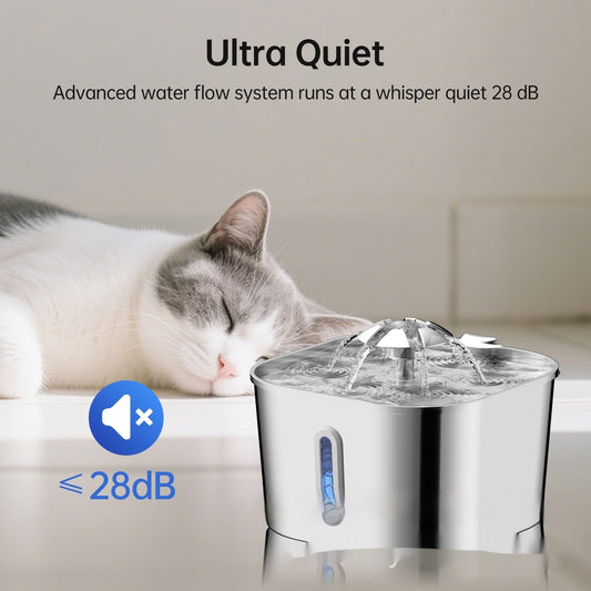 KFX-3081277 Stainless Steel 2.2L Pet Water Fountain for Dogs and Cats with Flower Head Design