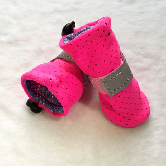 KFX-3087805 Breathable Non-Slip Dog Shoes for Outdoor Comfort - Set of 4, Available in Fluorescent Powder, Lake Blue, Fluorescent Green
