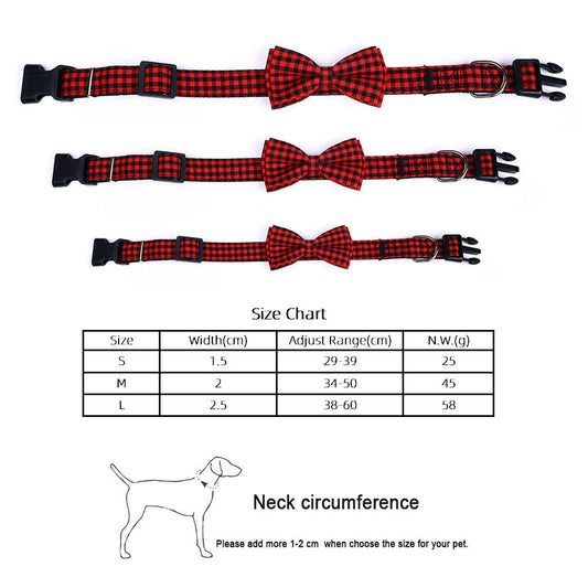 KFX-3088957 British Plaid Bow Tie Collar for Cats and Dogs in Black/White and Red/Black Patterns