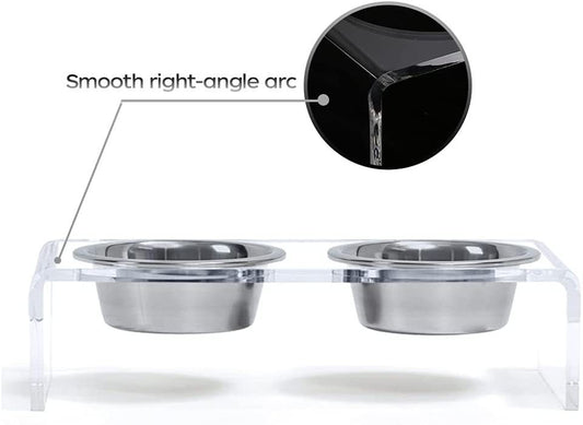 KFX-3100861 Acrylic Pet Feeder for Dogs and Cats - Environmentally Friendly Clear Feeding Rack