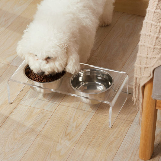 KFX-3100861 Acrylic Pet Feeder for Dogs and Cats - Environmentally Friendly Clear Feeding Rack