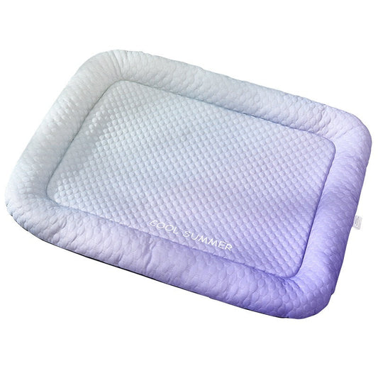KFX-3104317 Cooling Ice Silk Pet Mat - Gradient Colors in Yellow, Black, Blue - Sizes M, L, XL