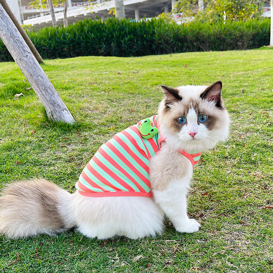 KFX-3108029 Striped Vest for Small Dogs - Black and White Panda or Light Green Frog Design