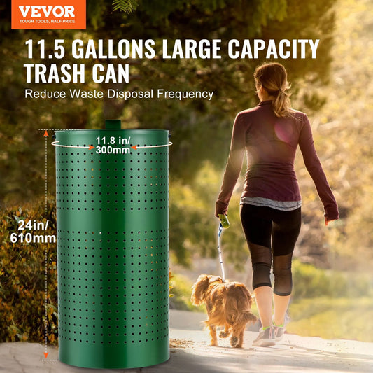 KFX-3119421 Weather-Resistant 11.5-Gallon Dog Waste Bin with Lid and 50 Bags for Easy Cleanup
