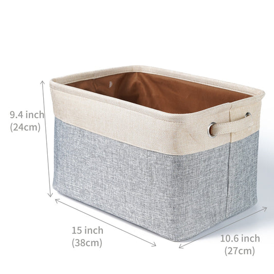 KFX-3120189 Foldable Cotton Linen Storage Basket for Clothes and Toys - Versatile Organizing Solution