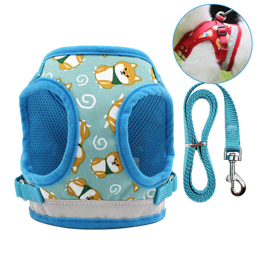 KFX-3123005 Adjustable Nylon Dog Vest Harness with Traction Rope for All Seasons