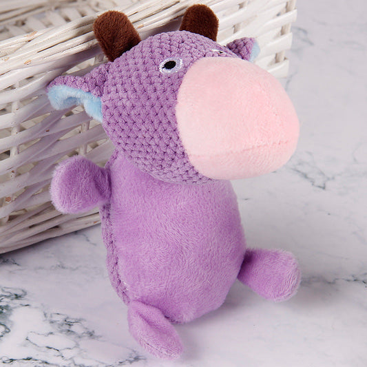 KFX-3123389 Molar Plush Toy for Pets - Long-Lasting Squeaking Cow and Duck Design in Corn Velvet