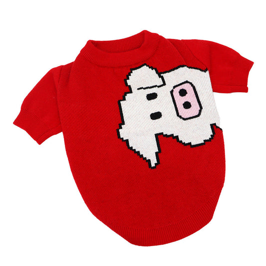 KFX-3127485 Cozy Red Wool Sweater for Pugs and Short-Bodied Dogs