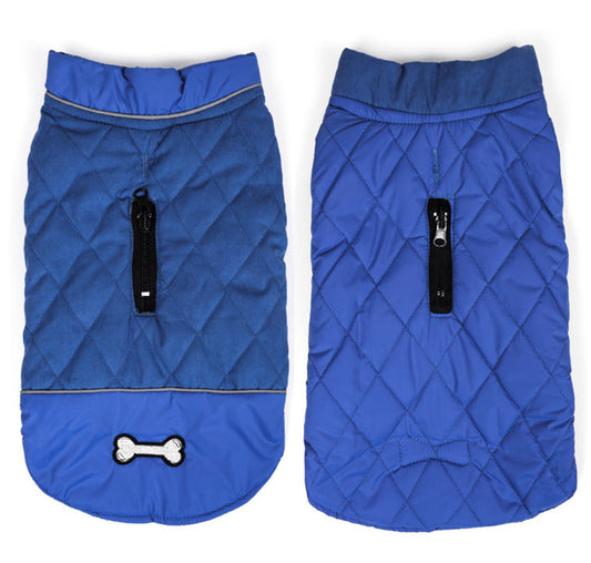 KFX-3139645 Double-Sided Waterproof Dog Jacket with Adjustable Closures and Leash Openings