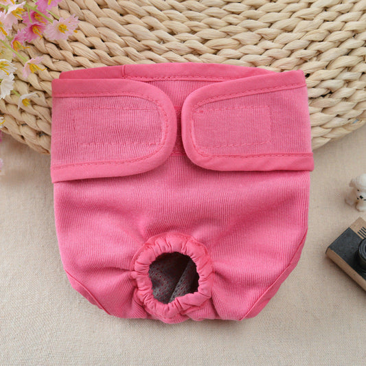 KFX-3143357 Pet Dog Velcro Underwear in Pink, Black, Blue, and Purple - Casual Cotton Design for Small to XL Dogs