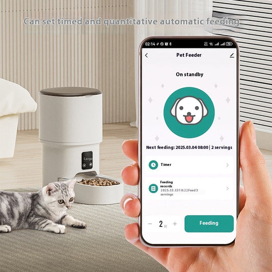 KFX-3152573 Automatic Pet Feeder with 4L Capacity - Smart WIFI and Basic Style Options in White and Black