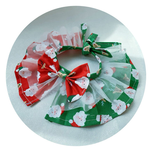KFX-3154109 Red and Green Christmas Pet Scarf for Medium and Large Dogs - Santa Claus Design