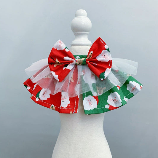 KFX-3154109 Red and Green Christmas Pet Scarf for Medium and Large Dogs - Santa Claus Design
