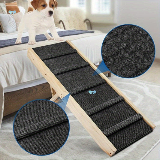 KFX-3157949 Wooden Pet Folding Ladder for Older Dogs - 41.5x30cm, Solid Design
