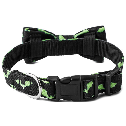 KFX-3164221 Skull and Bat Design Nylon Pet Leash and Collar for Dogs, Adjustable Sizes S, M, L