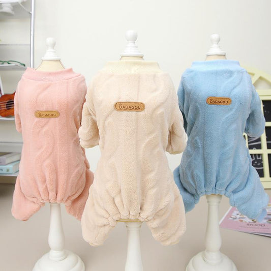 KFX-3172413 Cozy Coral Velvet Four-Leg Jacket for Cats and Dogs, Autumn & Winter Wear, Pink
