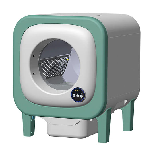 KFX-317715 Smart Automatic Cat Toilet 65L Capacity with APP Control and Self-Cleaning Feature, Durable Stainless Steel & Plastic Design
