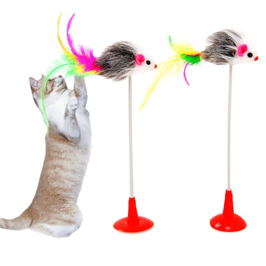 KFX-3178557 Multicolor Feather Teaser Toy with Bells for Cats