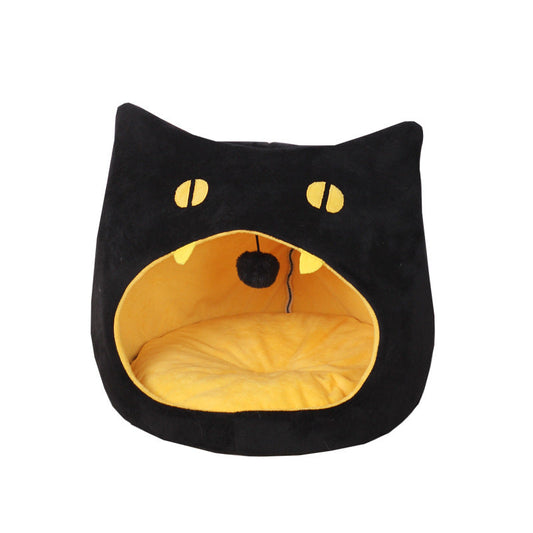 KFX-3183549 Cozy Cat-Shaped Bed with Plush Material for Small Dogs and Kittens, Washable and Travel-Friendly