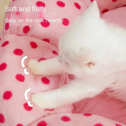 KFX-3186749 New Pink Dot Cozy Cat Nest Bed - Fabric, 45cm for Pets up to 8 lbs, 65cm for Pets up to 20 lbs