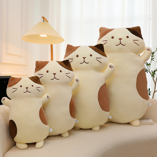 KFX-3188925 Cute Cheese Cat Plush Toy Doll - Large Velvet Sleeping Pillow for Youth