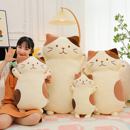 KFX-3188925 Cute Cheese Cat Plush Toy Doll - Large Velvet Sleeping Pillow for Youth
