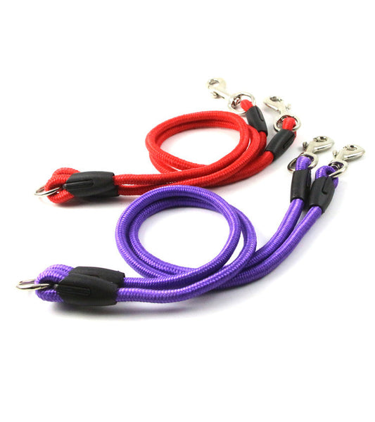 KFX-3189053 Pet Double-Ended Traction Rope for Small Dogs - Cotton and Nylon, 110 cm Length, Red Purple