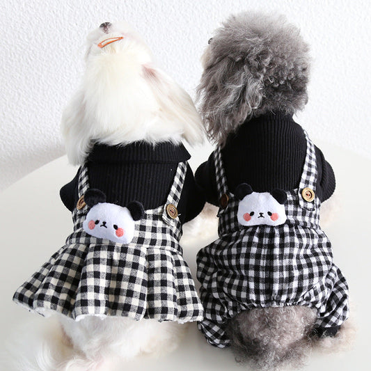 KFX-3189821 Casual Pet Dog Clothes in Skirt Styles: Black, Gray, Rabbit, Sizes XS-XL