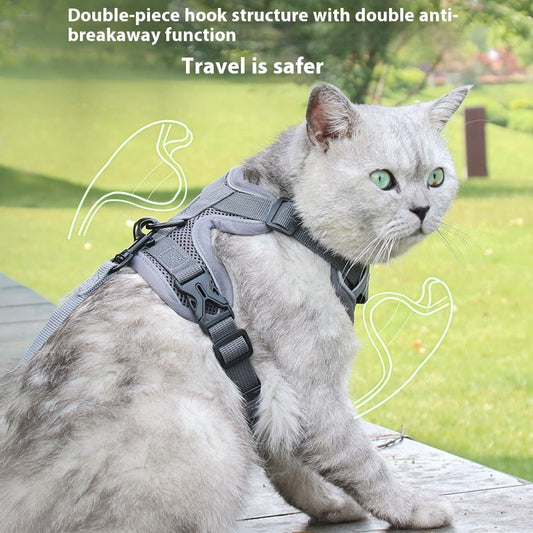 KFX-3200061 Classic and Lightweight Cat Harness with Pulling Rope - Available in Various Colors and Sizes