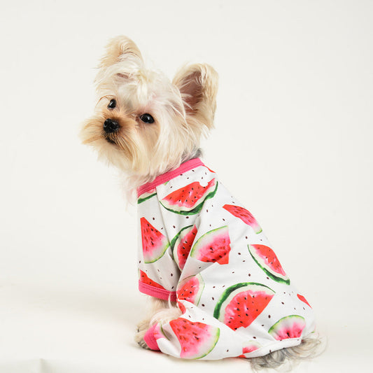 KFX-3206333 Watermelon Print Four-Leg Jumpsuit for Dogs - Available in Multiple Sizes