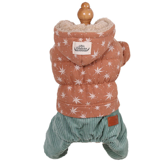 KFX-3212861 Cartoon Style Cotton Four-Legged Clothing for Pets in Green, Pink, and Khaki – Sizes XS to XL