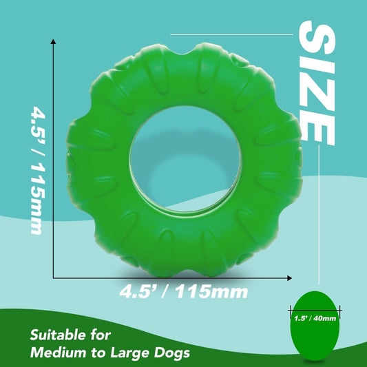 KFX-3231037 Durable Natural Rubber Tire-Shaped Dog Chew Toy with Beef Flavor and Treat Dispenser for Medium to Large Dogs