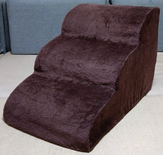 KFX-3236797 Three-Tier Pet Training Stairs - Cloth Design, Dark Gray & Brown, 60*42*39CM