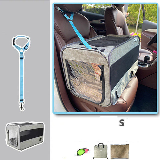 KFX-3251261 Portable Soft-Sided Pet Travel Carrier with Locking Zippers and Safety Belt, Folding Fabric Cage for Cats and Dogs
