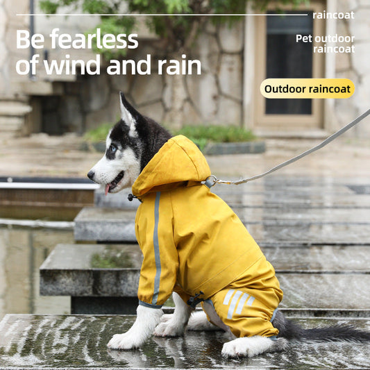 KFX-3260221 Four-Legged Waterproof Raincoat for Small Dogs and Cats, Stylish Pet Outing Clothing