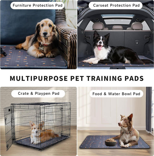 KFX-3262397 Machine Washable Non-Slip Dog Training Urine Pad - Breathable & Absorbent, Dark Gray Leaves Design