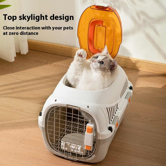 KFX-3264189 Portable Multi-Purpose Cat Flight Case for Travel with Skylight Option