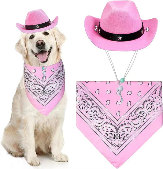 KFX-3264701 Pet Cowboy Costume Set with Hat and Bandana for Cats and Kittens, Ideal for Halloween and Cosplay Events