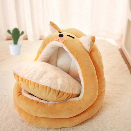 KFX-3266365 Cozy Pet Bed for Cats and Small Dogs - Warm Lounger Cushion with Soft Velvet Material