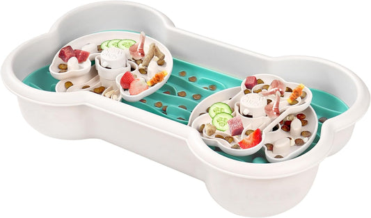 KFX-3267773 Interactive Slow Feeder Dog Bowl for Large Breeds - Anti-Choking Design with Rotating Trays for Healthy Eating