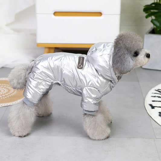 KFX-3270717 Thickened Cotton Four-Legged Dog Outfit for Winter - Casual Style in Black and Silver