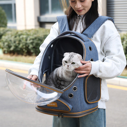 KFX-3295549 Transparent Large Capacity Portable Pet Backpack for Cats and Small Pets