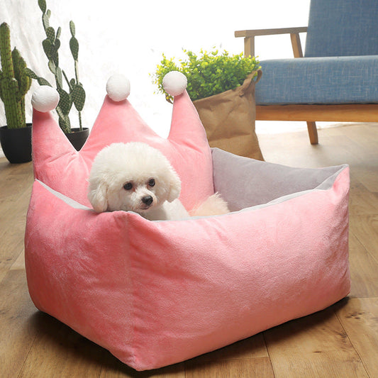 KFX-3303101 Crown-Shaped Removable & Washable Pet Bed for Small to Medium Dogs and Cats