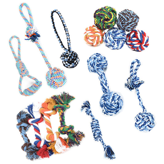 KFX-3305661 Cotton Rope Chew Toy for Dogs - Knot Ball for Teething and Stress Relief