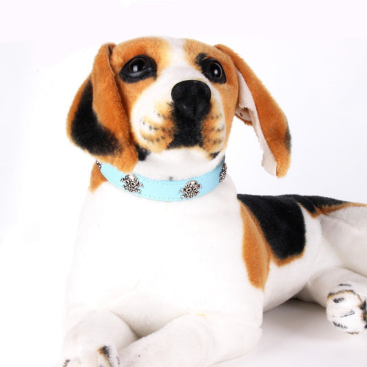 KFX-3320125 Stylish PU Dog Spike Collar in Sky Blue, Red, Coffee, and Black