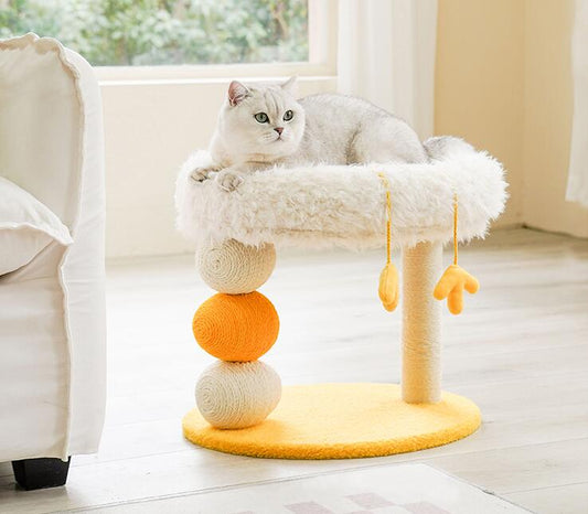 KFX-3335101 Cat Climbing Frame with Multifunctional Jumping Platform for Play and Rest, Yellow