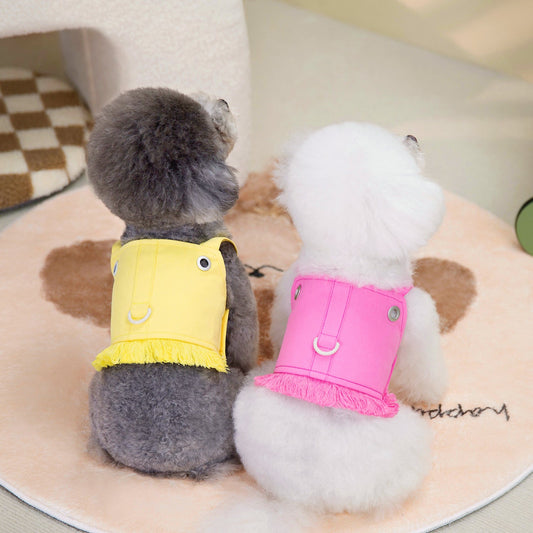 KFX-3337405 Casual Cotton Pet Traction Vest in Rose Red, Yellow, Light Green - Sizes S to XXL