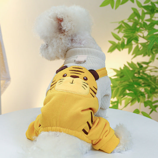 KFX-3341757 Cute Corduroy Little Tiger Suspender Pants for Dogs - Multiple Sizes Available